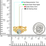 Art Deco Round Natural Stone Flower Ring