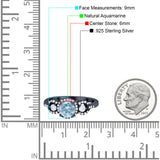 Round Natural Stone Three Stone Ring