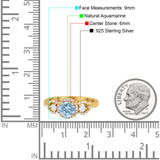 Round Natural Stone Three Stone Ring