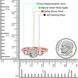 Round Natural Stone Three Stone Ring