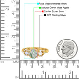 Round Natural Stone Three Stone Ring