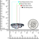 Round Natural Stone Three Stone Ring