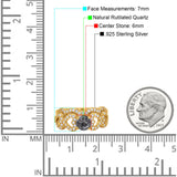 Two Piece Round Natural Stone Art Deco Ring
