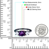 Three Stone Round Natural Stone Ring