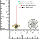 Art Deco Oval Natural Stone Flower Ring