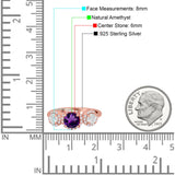 Three Stone Round Natural Stone Ring