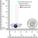 Three Stone Round Natural Stone Ring