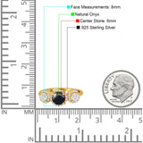 Three Stone Round Natural Stone Ring