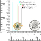 Vintage Style Oval Natural Stone Floral Ring