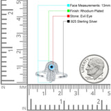 Hand Of Hamsa 13mm Evil Eye Cubic Zirconia Ring 925 Sterling Silver