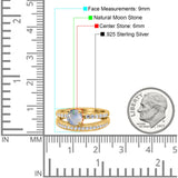 Two Piece Round Natural Stone Bridal Ring