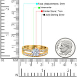 Art Deco Round Natural Stone Wedding Set Ring