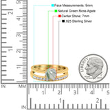Two Piece Round Natural Stone Art Deco Ring