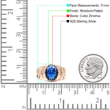 Oval 11mm Celtic Ring Blue Sapphire CZ Solitaire 925 Sterling Silver
