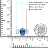 Oval 11mm Celtic Ring Blue Sapphire CZ Solitaire 925 Sterling Silver