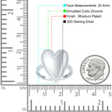 Heart 20.4mm Halo Cubic Zirconia Promise Ring 925 Sterling Silver