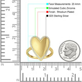 Heart 20.4mm Halo Cubic Zirconia Promise Ring 925 Sterling Silver
