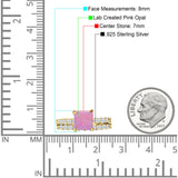 Art Deco 8mm Princess Cut Lab Created Pink Opal Stackable Ring 925 Sterling Silver
