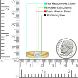 Radiant Cut 5.5mm Solitaire Cubic Zirconia Ring 925 Sterling Silver