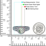 Art Deco Round Natural Stone Stackable Ring