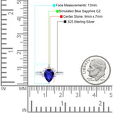 Teardrop Art Deco Pear Wedding Engagement Ring Round CZ 925 Sterling Silver
