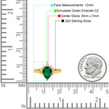 Teardrop Art Deco Pear Wedding Engagement Ring Round CZ 925 Sterling Silver