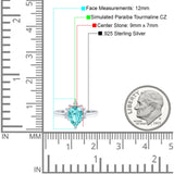 Teardrop Art Deco Pear Wedding Engagement Ring Round CZ 925 Sterling Silver