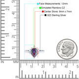 Teardrop Art Deco Pear Wedding Engagement Ring Round CZ 925 Sterling Silver