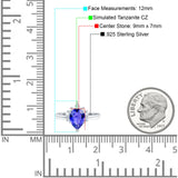 Teardrop Art Deco Pear Wedding Engagement Ring Round CZ 925 Sterling Silver
