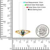 Pear Teardrop Natural Stone Chevron Ring