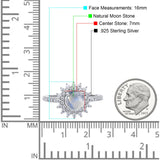 Art Deco Round Natural Stone Floral Ring