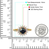 Art Deco Round Natural Stone Floral Ring