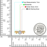 Art Deco Round Natural Stone Floral Ring