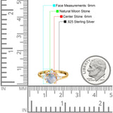 Art Deco Round Natural Stone Flower Ring