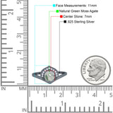 Art Deco Round Natural Stone Leaf Style Ring