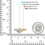 Art Deco Round Natural Stone Three Stone Ring