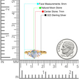 Art Deco Round Natural Stone Three Stone Ring