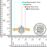 Art Deco Round Natural Stone Flower Ring