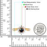 Art Deco Round Natural Stone Flower Ring