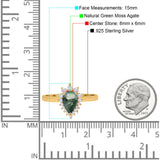 Art Deco Pear Natural Stone Wedding Ring
