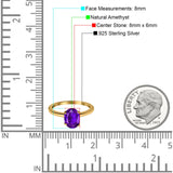  Oval Natural Stone Solitaire Cathedral Ring