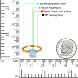  Oval Natural Stone Solitaire Cathedral Ring