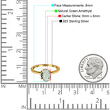  Oval Natural Stone Solitaire Cathedral Ring
