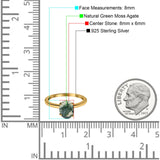  Oval Natural Stone Solitaire Cathedral Ring