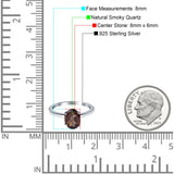  Oval Natural Stone Solitaire Cathedral Ring