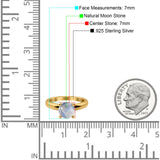  Round Natural Stone Solitaire Cathedral Ring