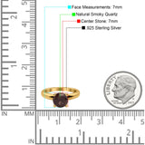  Round Natural Stone Solitaire Cathedral Ring
