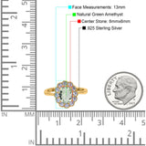 Art Deco Oval Natural Stone Flower Ring