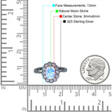 Art Deco Oval Natural Stone Flower Ring