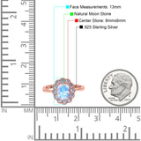 Art Deco Oval Natural Stone Flower Ring